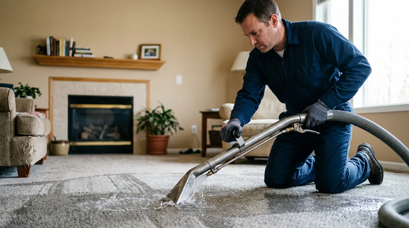 Water damage restoration technician working near Manito, IL